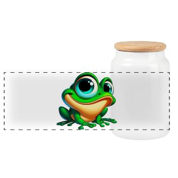 Frosch - Panorama Keksdose mit Holzdeckel - Weiß - Vorne