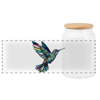 Kolibri - Panorama Keksdose mit Holzdeckel - Weiß - Vorne
