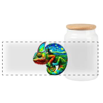 Van Gogh Caméléon - Boîte à biscuits avec couvercle en bois - blanc - Devant