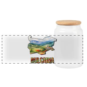 Carte à l’aquarelle de la Bulgarie - Boîte à biscuits avec couvercle en bois - blanc - Devant