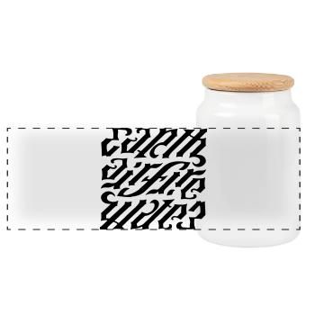 Ambigramme - terre-air-feu - Boîte à biscuits avec couvercle en bois - blanc - Devant