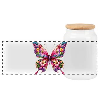 Schmetterling - Panorama Keksdose mit Holzdeckel - Weiß - Vorne