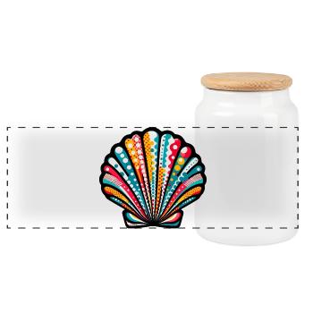 Coquille - Boîte à biscuits avec couvercle en bois - blanc - Devant
