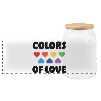 LGBTQ Pride Month - Colors of Love - Panoramic Cookie Jar with Wooden Lid - white - Front