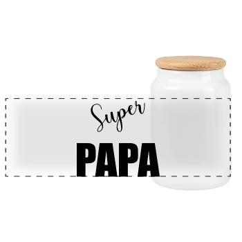 PAPA. FÊTE DES PÈRES. BONNE FÊTE PAPA. BONNE FÊTE. - Boîte à biscuits avec couvercle en bois - blanc - Devant