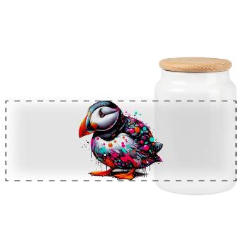 Macareux - Boîte à biscuits avec couvercle en bois - blanc - Devant