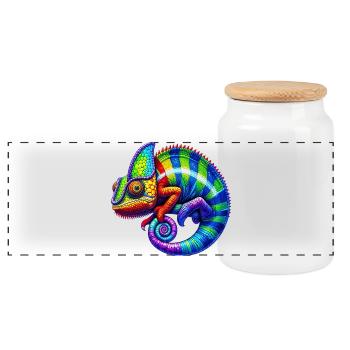Caméléon - Boîte à biscuits avec couvercle en bois - blanc - Devant