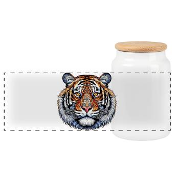 Tigre - Boîte à biscuits avec couvercle en bois - blanc - Devant