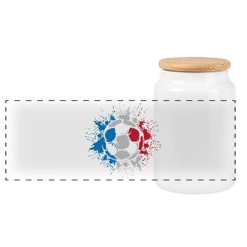 France Soccer Explosion Soccer Team Logo - Panoramic Cookie Jar with Wooden Lid - white - Front