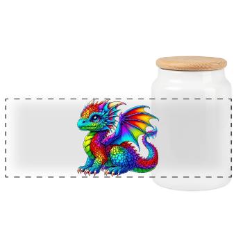 Dragon - Boîte à biscuits avec couvercle en bois - blanc - Devant