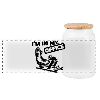 Sim racing office dictons racer icône de jeu drôle - Boîte à biscuits avec couvercle en bois - blanc - Devant