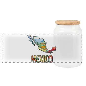 Carte à l’aquarelle du Mexique - Boîte à biscuits avec couvercle en bois - blanc - Devant