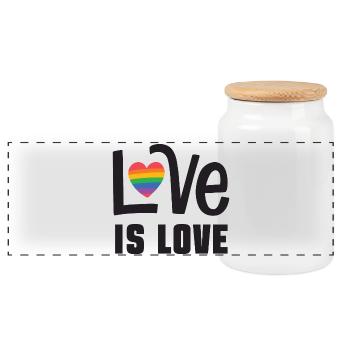 LGBTQ Pride Month - Love is Love - Panoramic Cookie Jar with Wooden Lid - white - Front