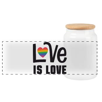 LGBTQ Pride Month - Love is Love - Panoramic Cookie Jar with Wooden Lid - white - Front