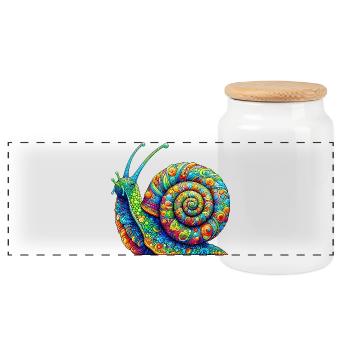 Schnecke - Panorama Keksdose mit Holzdeckel - Weiß - Vorne