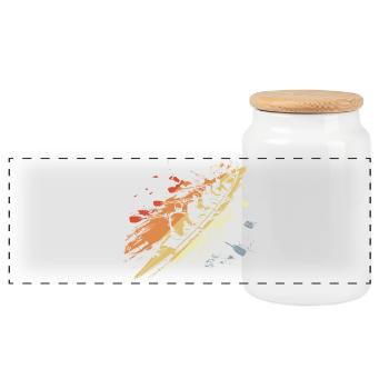 Retro Rowing Team Graphic - Panoramic Cookie Jar with Wooden Lid - white - Front