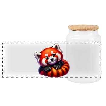 Kleiner Panda - Panorama Keksdose mit Holzdeckel - Weiß - Vorne