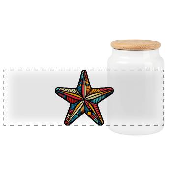 Étoile de mer - Boîte à biscuits avec couvercle en bois - blanc - Devant