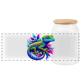 Gecko - Boîte à biscuits avec couvercle en bois - blanc - Devant