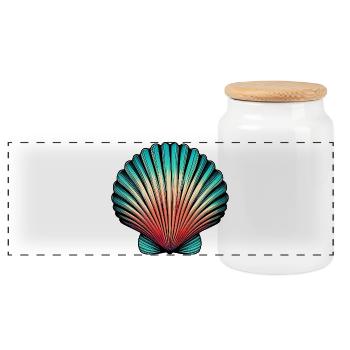 Coquille - Boîte à biscuits avec couvercle en bois - blanc - Devant