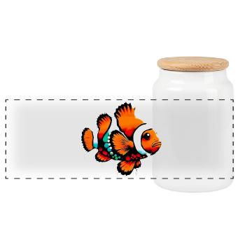 Clownfish - Panoramic Cookie Jar with Wooden Lid - white - Front