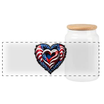The heart - Panoramic Cookie Jar with Wooden Lid - white - Front
