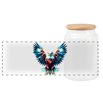 Aigle polygonal - Boîte à biscuits avec couvercle en bois - blanc - Devant
