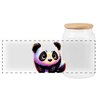 Panda - Panorama Keksdose mit Holzdeckel - Weiß - Vorne
