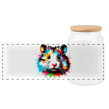 Hamster - Boîte à biscuits avec couvercle en bois - blanc - Devant