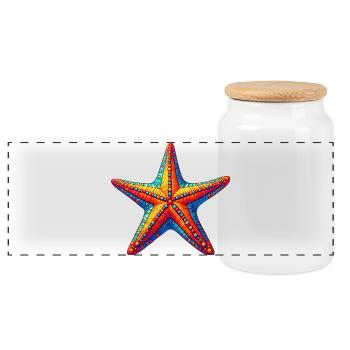 Starfish - Panoramic Cookie Jar with Wooden Lid - white - Front