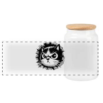 Pas plus de 2 (foncé) - Boîte à biscuits avec couvercle en bois - blanc - Devant