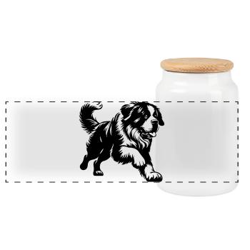 Saint Bernard - Panoramic Cookie Jar with Wooden Lid - white - Front