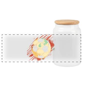 Graphismes de football - Boîte à biscuits avec couvercle en bois - blanc - Devant