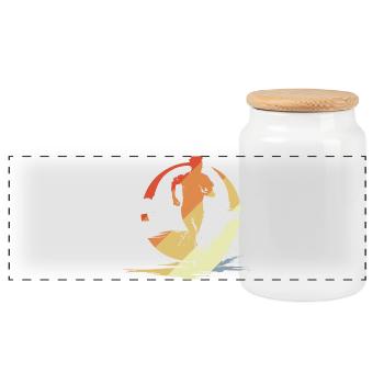 Marathon Läufer Skizze Vintage - Panorama Keksdose mit Holzdeckel - Weiß - Vorne