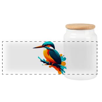 Eisvogel - Panorama Keksdose mit Holzdeckel - Weiß - Vorne