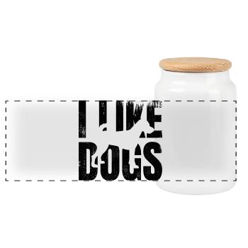 I like dogs - Panoramic Cookie Jar with Wooden Lid - white - Front