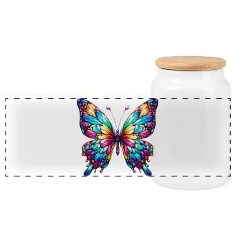 Schmetterling - Panorama Keksdose mit Holzdeckel - Weiß - Vorne