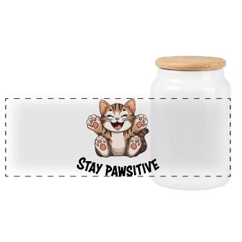 Chat mignon, chat drôle, cadeau de chat, t-shirt - Boîte à biscuits avec couvercle en bois - blanc - Devant