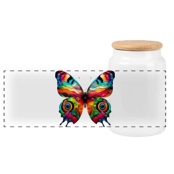 Papillon - Boîte à biscuits avec couvercle en bois - blanc - Devant