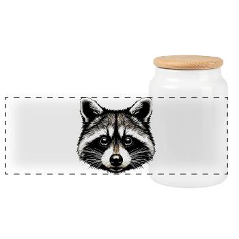 Waschbär - Panorama Keksdose mit Holzdeckel - Weiß - Vorne
