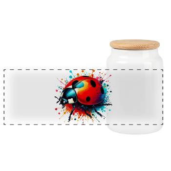 Coccinelle - Boîte à biscuits avec couvercle en bois - blanc - Devant