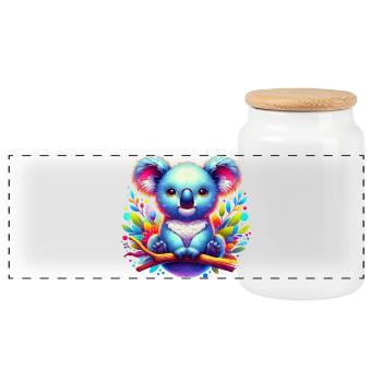 Koala - Panoramic Cookie Jar with Wooden Lid - white - Front