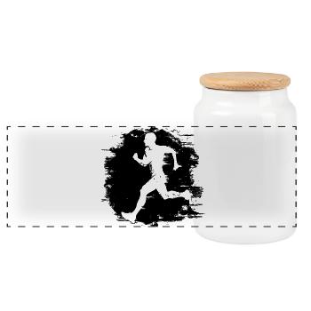 Marathon Junge - Panorama Keksdose mit Holzdeckel - Weiß - Vorne