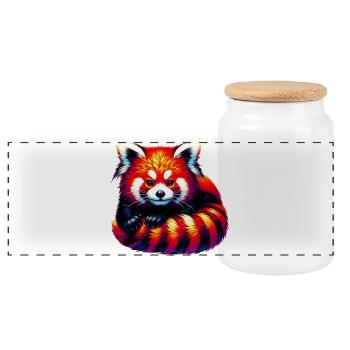 Kleiner Panda - Panorama Keksdose mit Holzdeckel - Weiß - Vorne