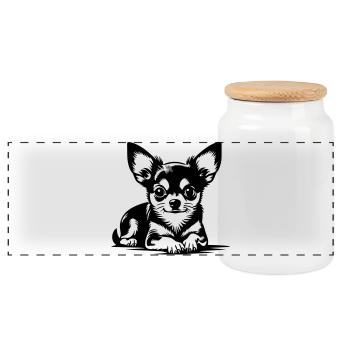 Chihuahua - Panorama Keksdose mit Holzdeckel - Weiß - Vorne