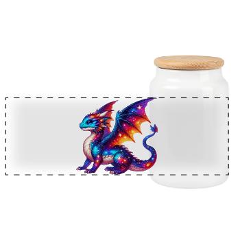 Dragon - Panoramic Cookie Jar with Wooden Lid - white - Front