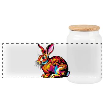 Lapin - Boîte à biscuits avec couvercle en bois - blanc - Devant