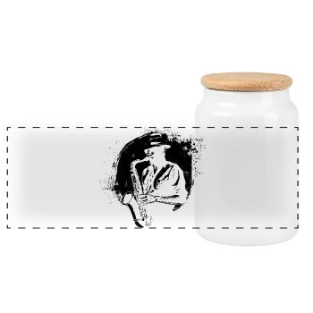 Saxophoniste - Boîte à biscuits avec couvercle en bois - blanc - Devant