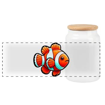 Clownfisch - Panorama Keksdose mit Holzdeckel - Weiß - Vorne