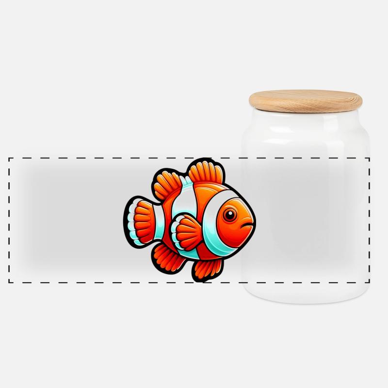 Clownfisch - Panorama Keksdose mit Holzdeckel - Weiß